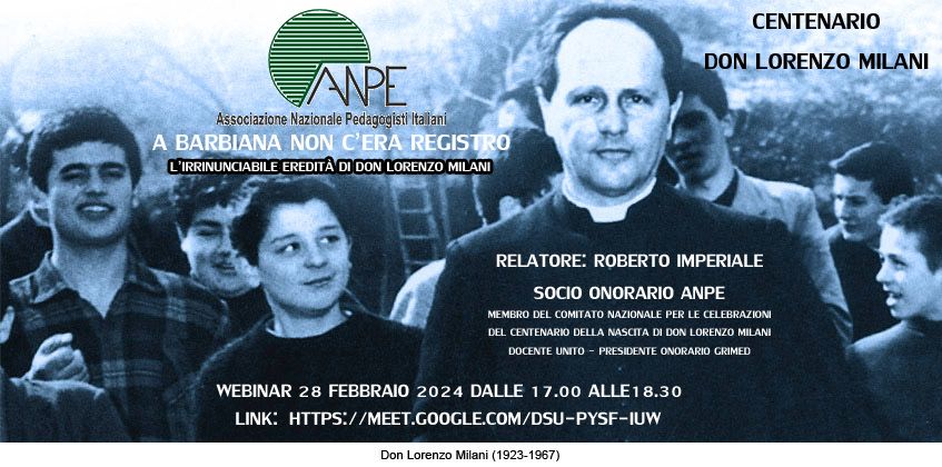 Webinar – Centenario di Don Lorenzo Milani